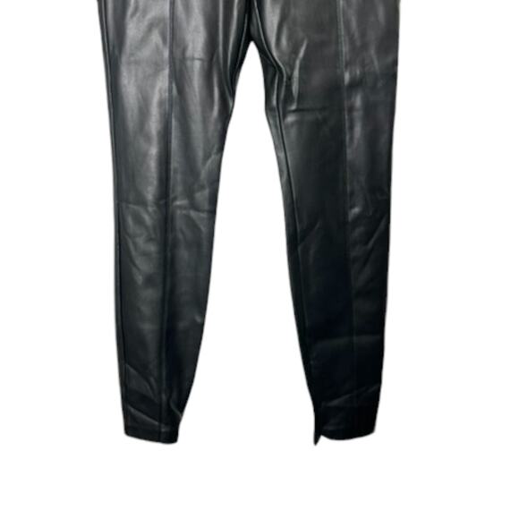 Zara Black Faux Leather High Waisted Pants with Zip Hem Women's Sz Medium - Picture 3 of 9